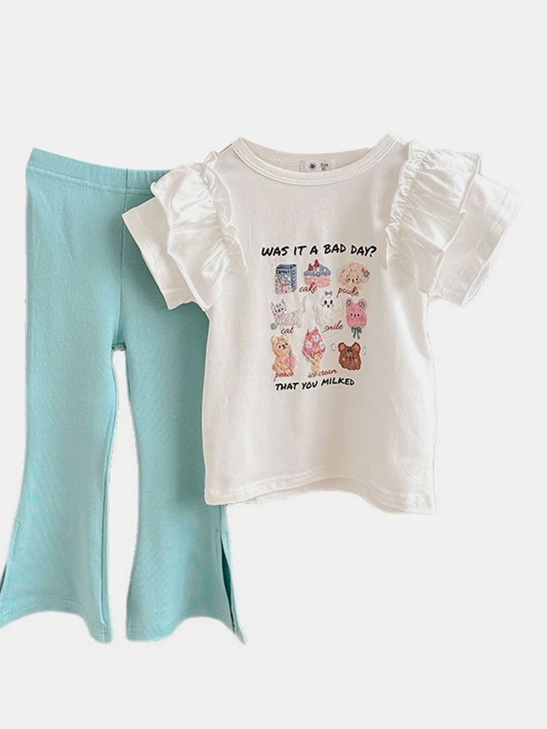 YK Girls Printed Top With Trouser Clothing Set