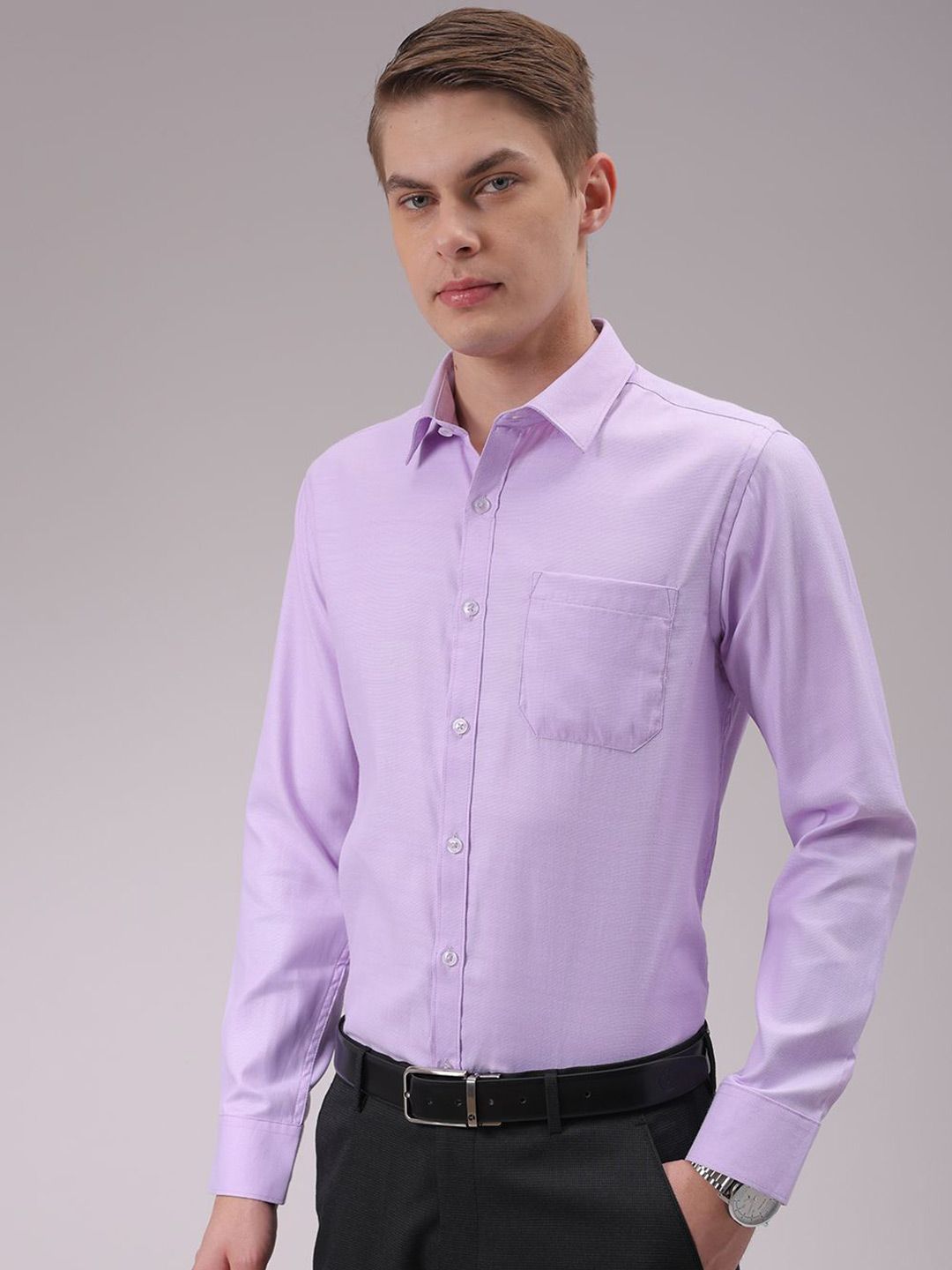 The Indian Garage Co. X Luxe Men Cutaway Collar Solid Slim Fit Formal Shirt