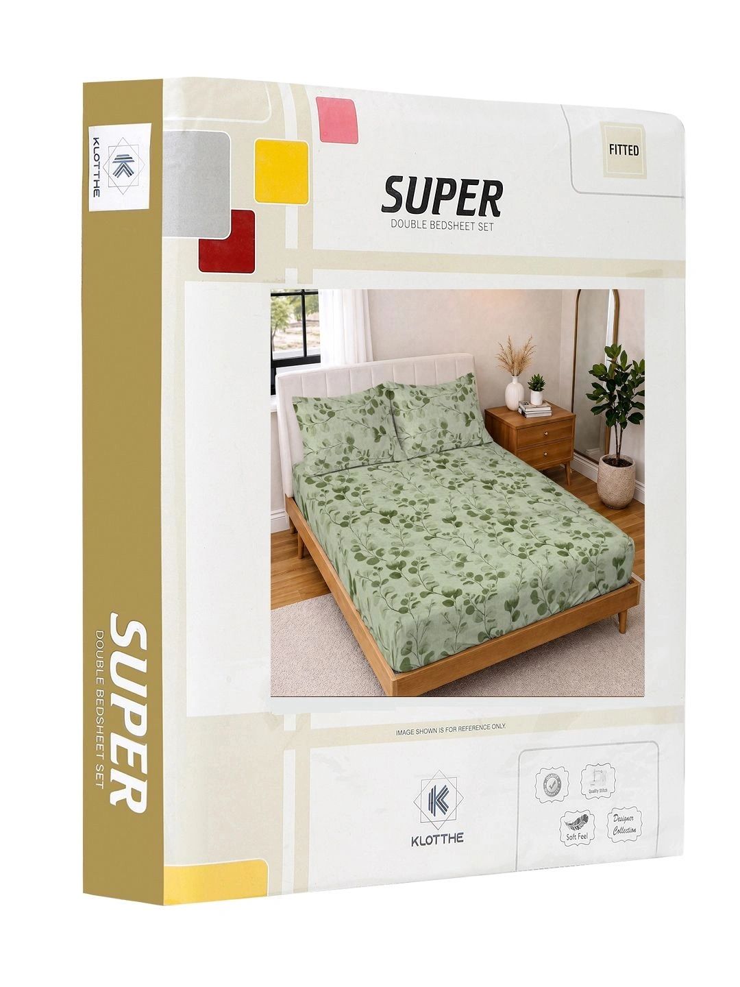 KLOTTHE Green Floral 300 TC King Bedsheet with 2 Pillow Covers