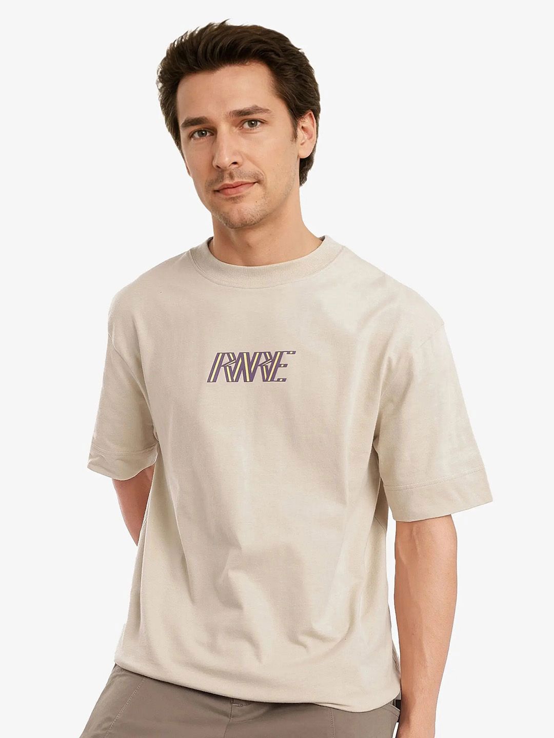 RARE RABBIT HARVE Men Typography Printed Round Neck Cotton Relaxed Fit T-shirt