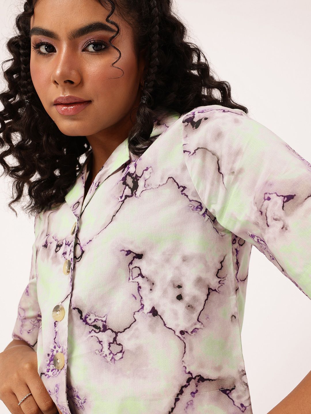 DressBerry Neo-Electro Print Boxy Crop Shirt