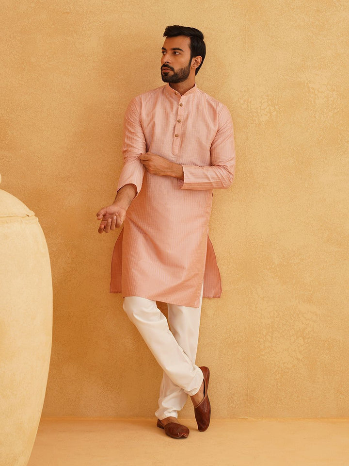 SOJANYA Men Regular Thread Work Kurta with Churidar
