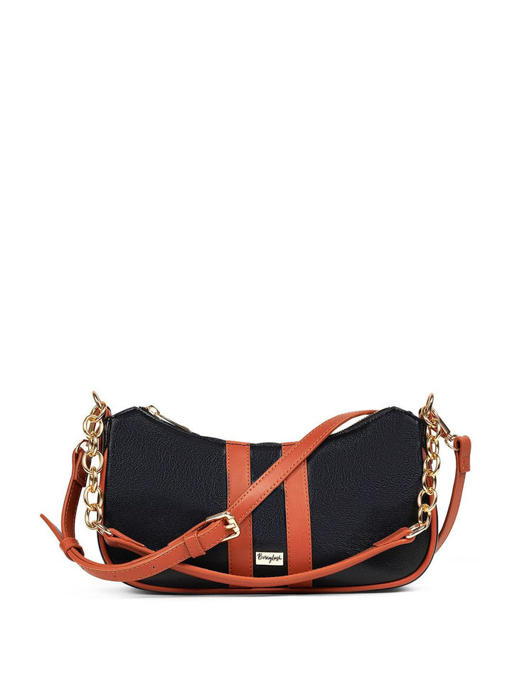Berrylush Women Structured Colourblocked Shoulder Bag With Detachable Sling Strap