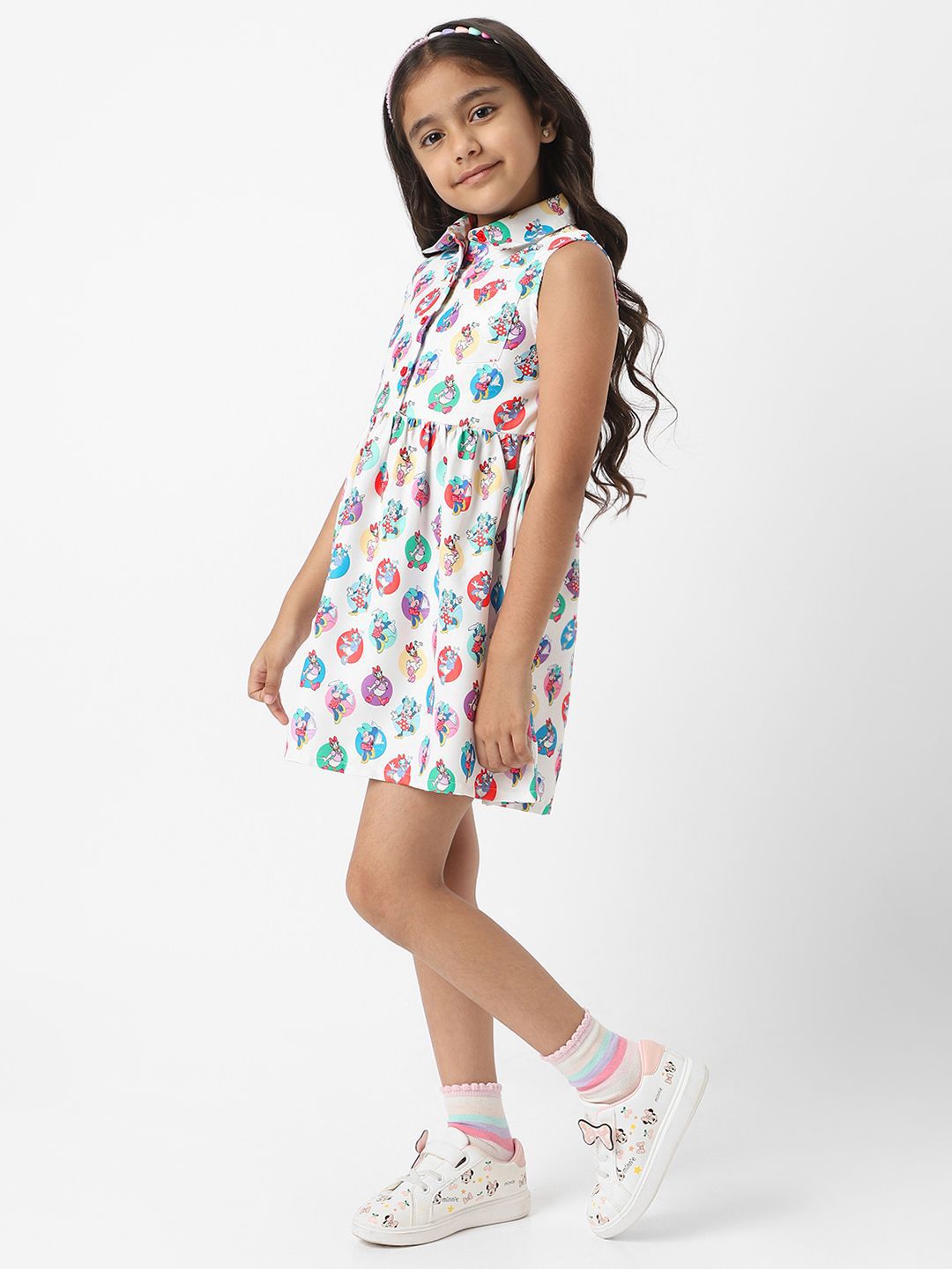 NautiNati Girls Disney Minnie & Daisy All-Over Print Shirt Dress