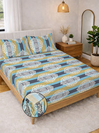 Myntra Elegant Homes Multicoloured Floral 300 TC Bedsheet with 2 Pillow Covers