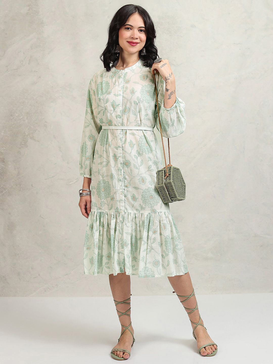 Vishudh Floral Print A-Line Dress