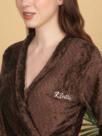 KLOTTHE Self Design Wool Bath Robe With Belt