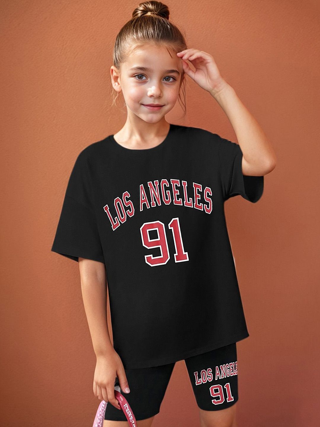 YK Girls Printed T-shirt with Shorts