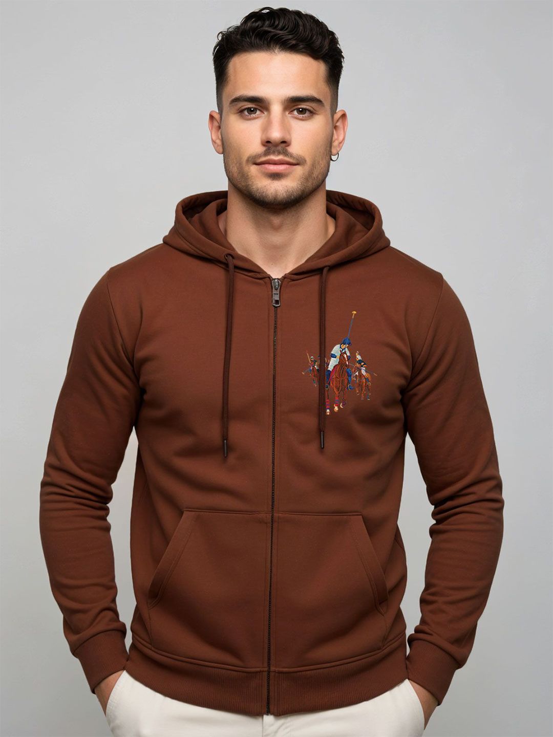 ADRO Men Printed Hooded Sweatshirt