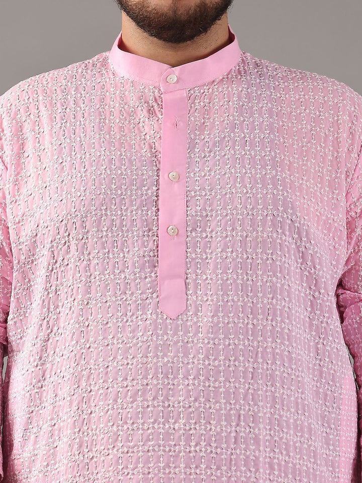 SOJANYA PLUS Plus Size Men Ethnic Motifs Embroidered Pure Cotton Kurta With Pyjamas