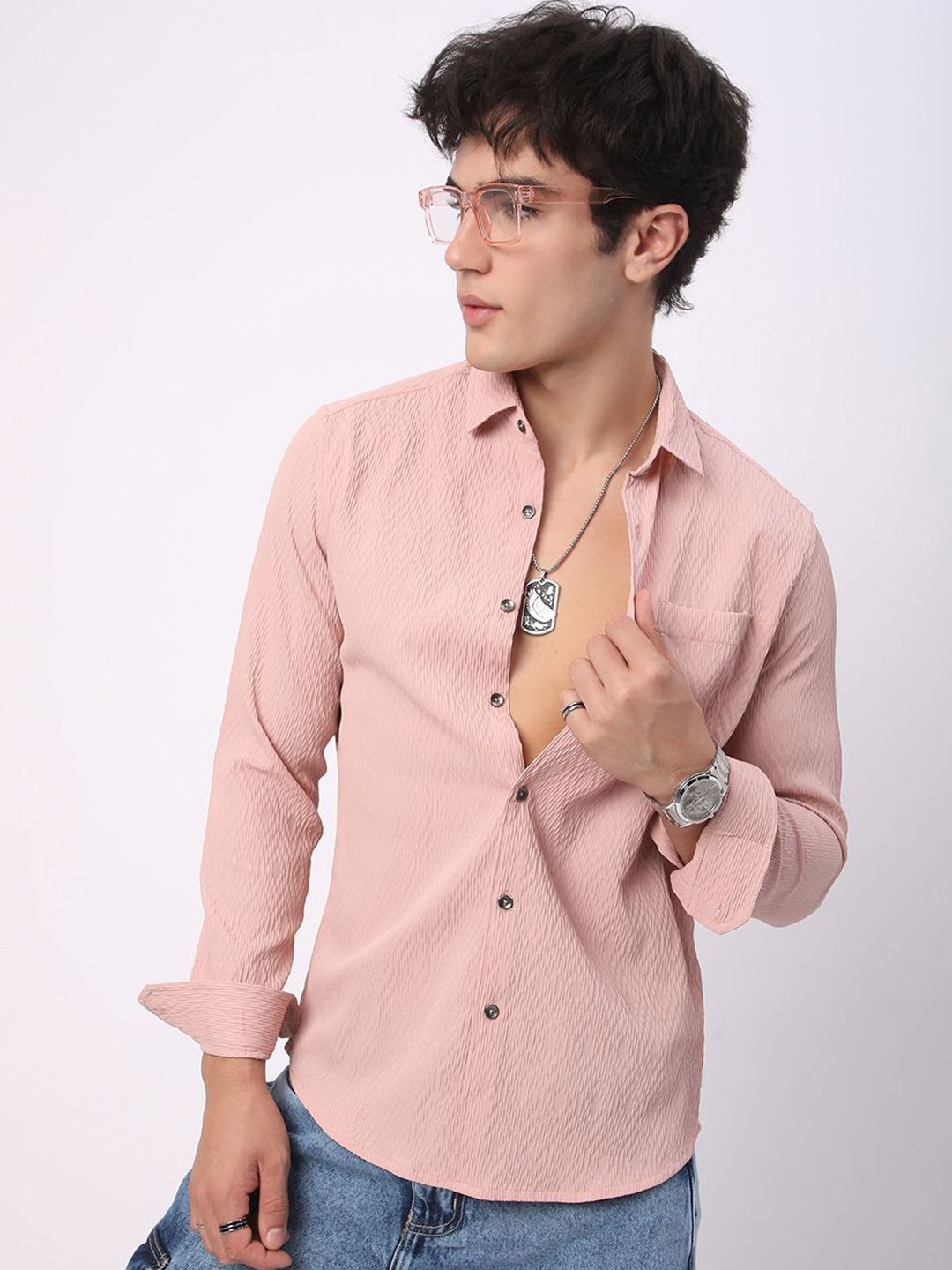 VASTRADO Men Classic Slim Fit Opaque Casual Shirt
