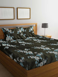 Myntra Elegant Homes Olive Floral Woolen 300 TC King Bedsheet with 2 Pillow Covers
