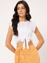 DressBerry Cute Feminine Tie-Up Detail Crop Top