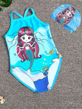 YK Girls Printed Shoulder Straps Swimwear