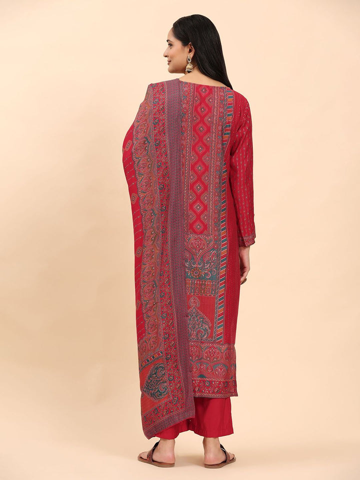 Mamicha Women Ethnic Motifs Embroidered Regular Thread Work Pure Cotton Kurta with Palazzos & With Dupatta