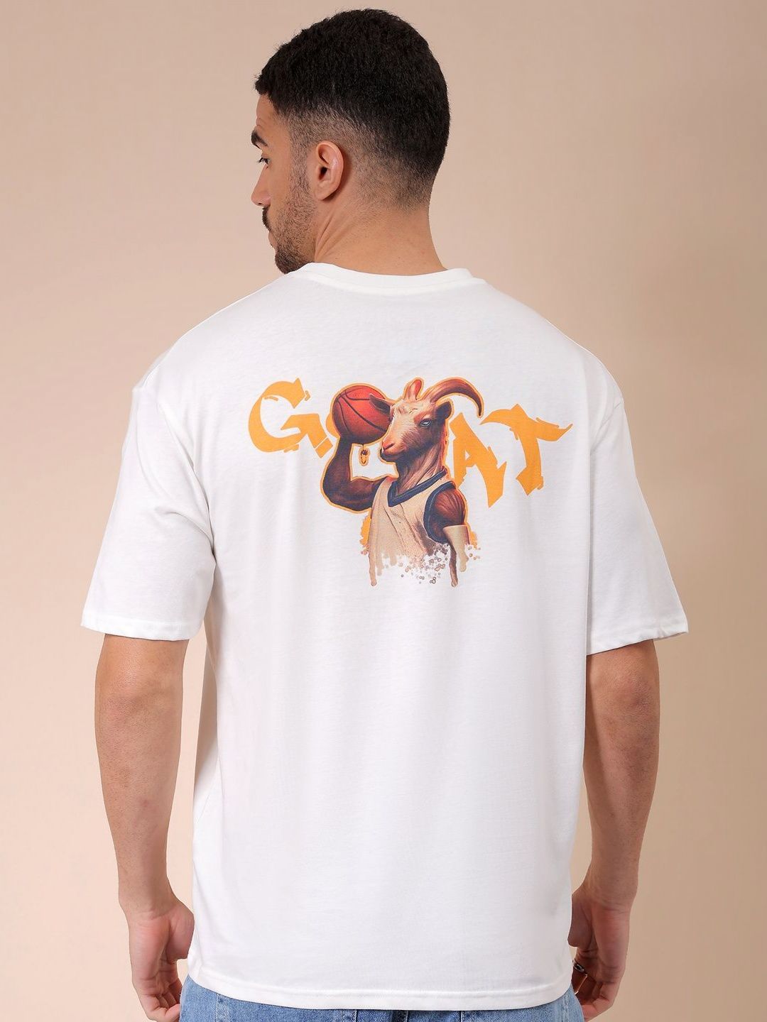 The Indian Garage Co Men Graphic Printed Round Neck Pure Cotton Oversized T-shirt