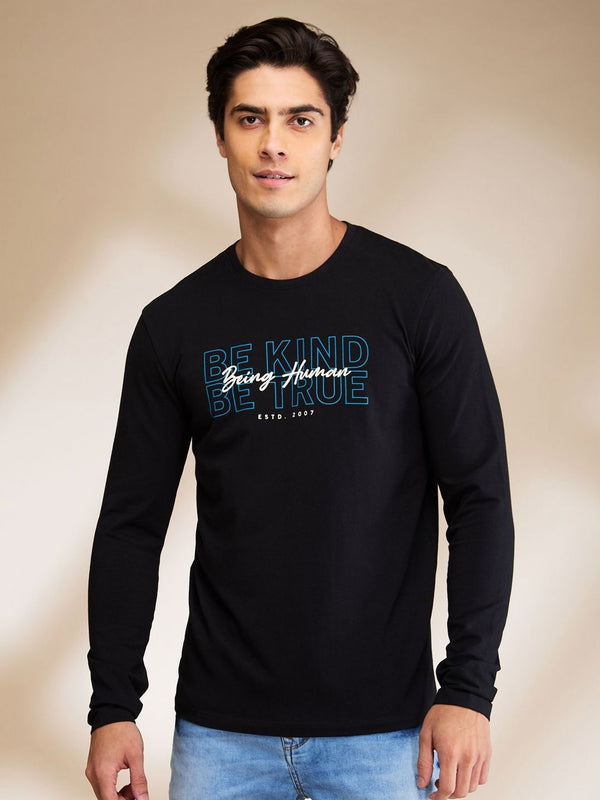 Being Human Men Typography Printed Round Neck Cotton T-shirt