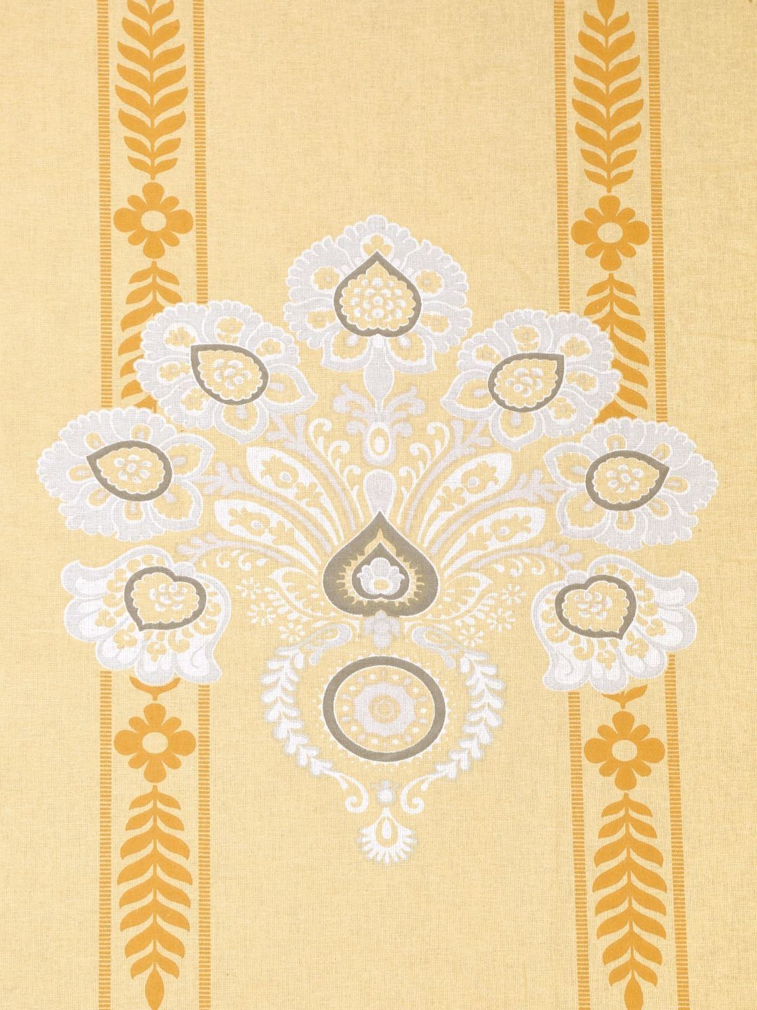 Myntra Elegant Homes Yellow Floral Pure Cotton 400 TC Fitted King Superfine Bedsheet dengan 2 Sarung Bantal-98 x 89 inci