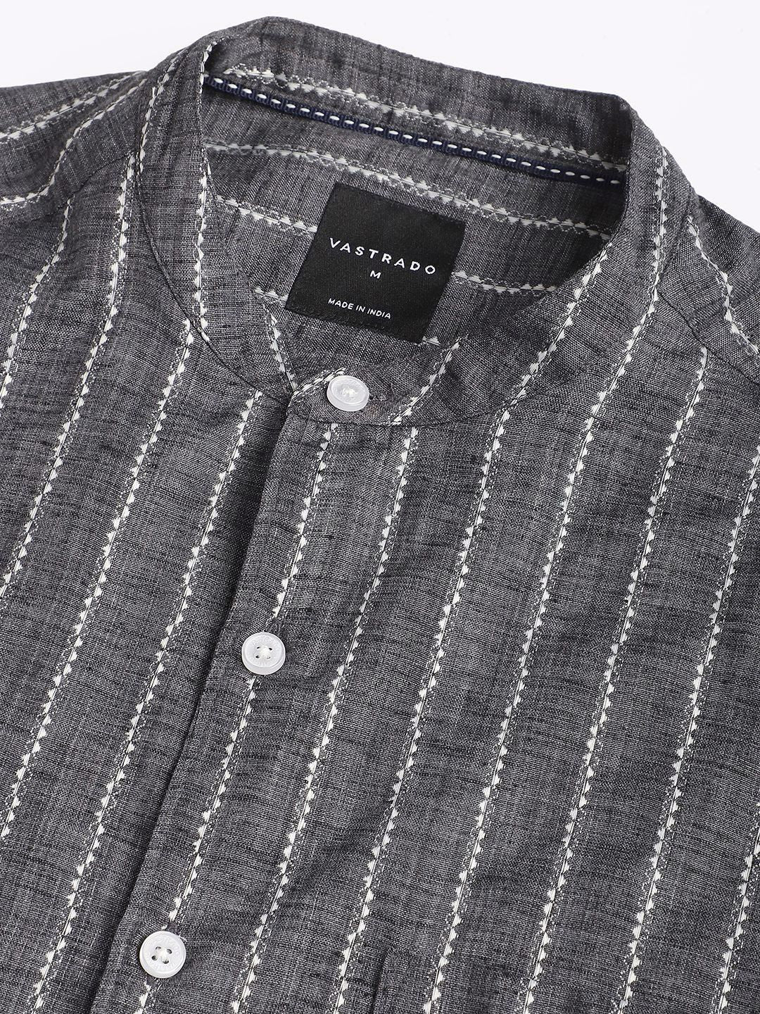 VASTRADO Men Classic Slim Fit Opaque Striped Casual Shirt