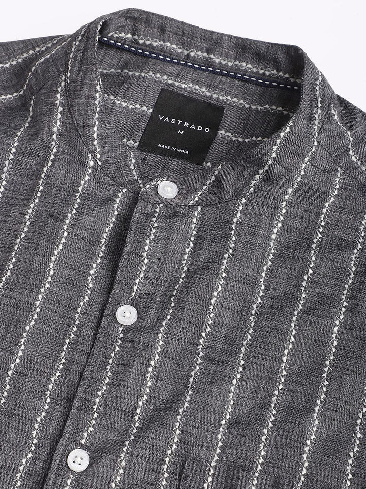 VASTRADO Men Classic Slim Fit Opaque Striped Casual Shirt