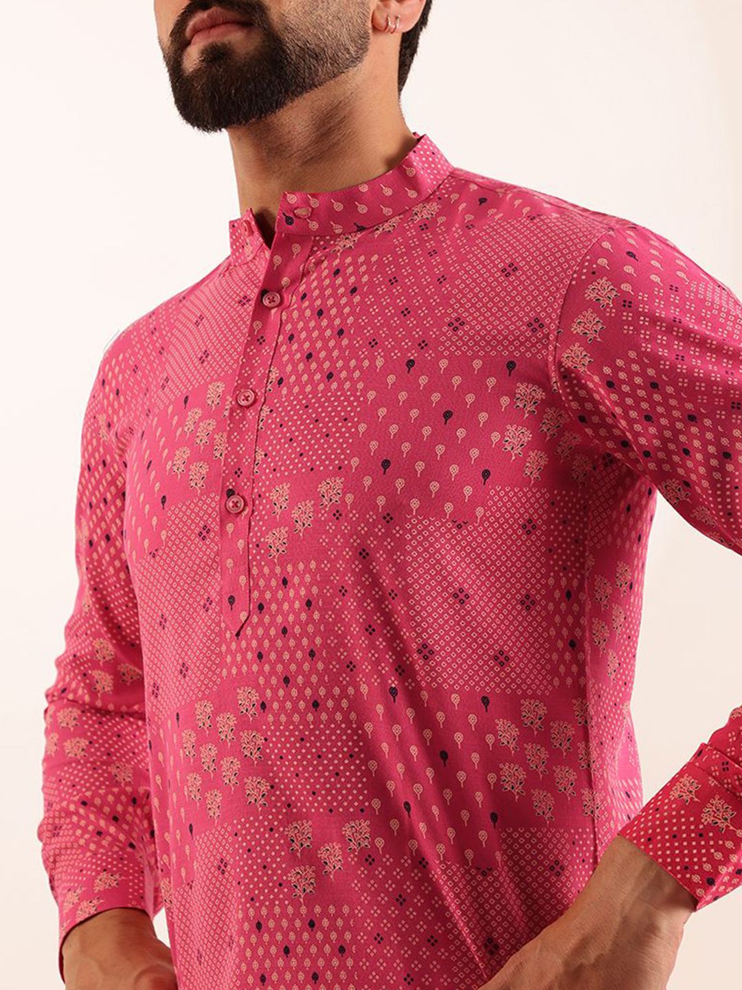Anouk Ethnic Motifs Printed Mandarin Collar Short Kurta