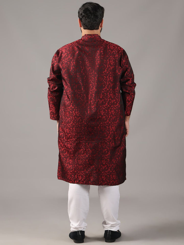 SOJANYA PLUS Plus Size Men Geometric Woven Design Straight Kurta With Pyjamas