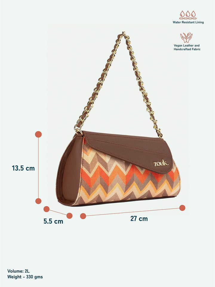 ZOUK Printed Structured Sling Bag with Tasselled