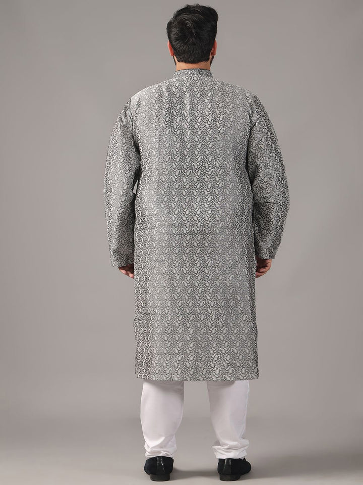 SOJANYA PLUS Plus Size Men Ethnic Motifs Woven Design Straight Kurta With Pyjamas