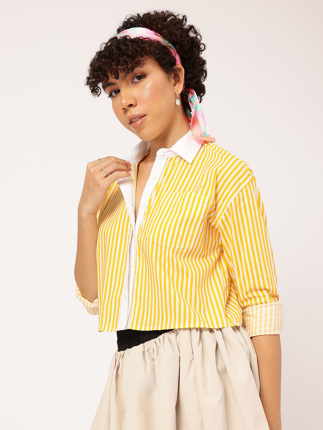DressBerry Summer Stripes Cutesy Crop Shirt