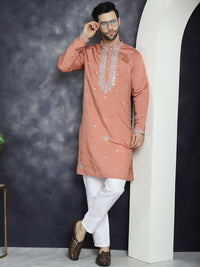Jompers Embroidered Regular Mirror Work Kurta with Pyjamas