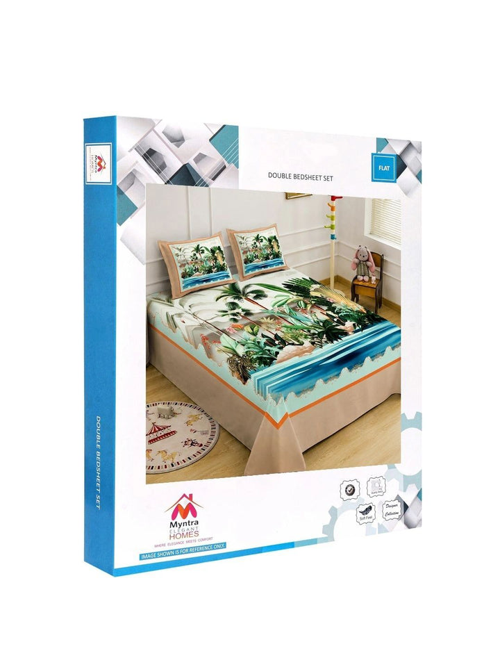 Myntra Elegant Homes Multicoloured Floral 400 TC Bedsheet with 2 Pillow Covers