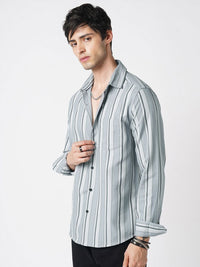 VASTRADO Men Classic Slim Fit Vertical Striped Spread Collar Cotton Casual Shirt