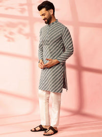 Anouk Men Embroidered Regular Sequinned Pure Cotton Kurta with Pyjamas