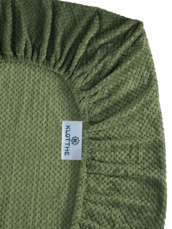 KLOTTHE Green Abstract 300TC Woolen Single Fitted Bedsheet & 1 Pillow Cover