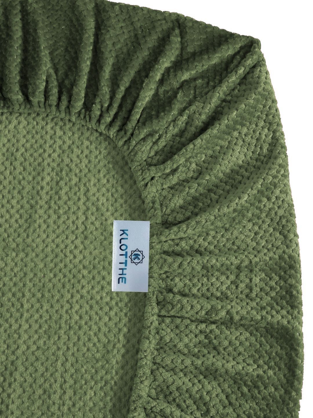 KLOTTHE Green Abstract 300TC Woolen Single Fitted Bedsheet & 1 Pillow Cover