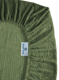 KLOTTHE Green Abstract 300TC Woolen Single Fitted Bedsheet & 1 Pillow Cover