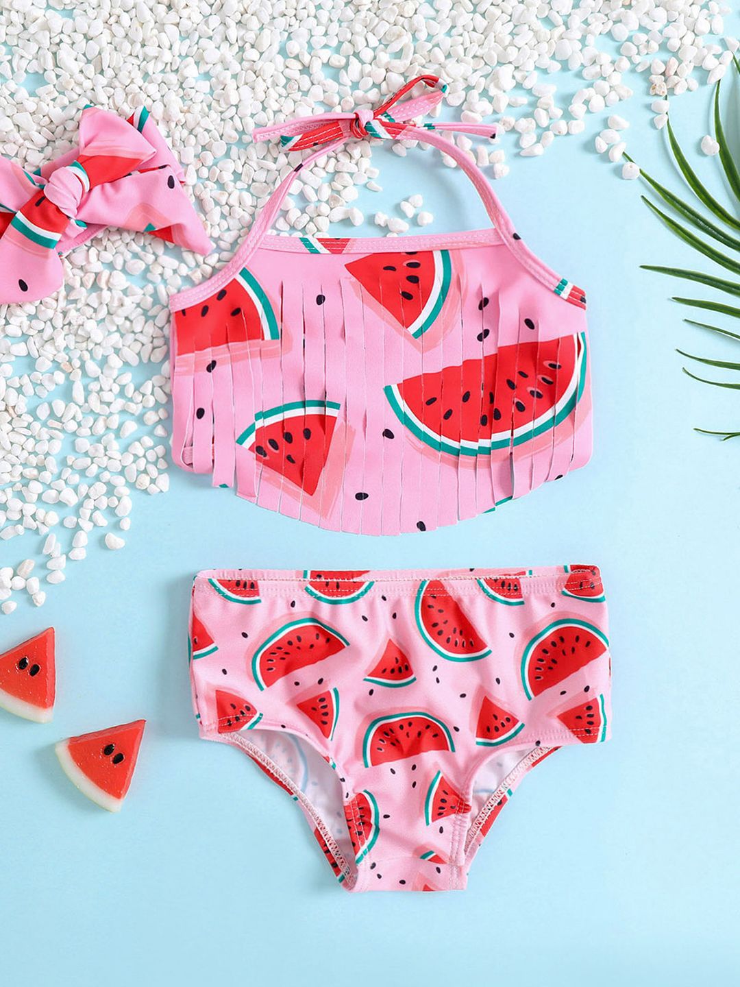 YK Infant Girls Printed Top & Briefs Swim Set