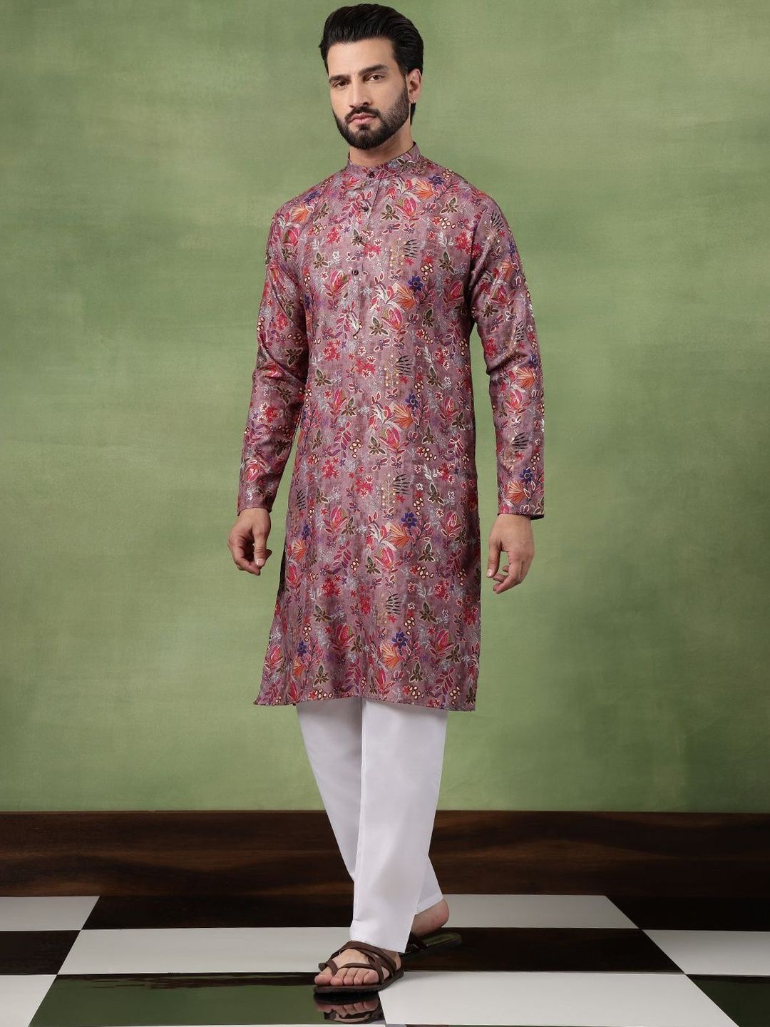 SOJANYA Men Floral Printed Kurta