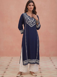 Kurta Sulam Benang Sulam Wanita Rumah Chikankari