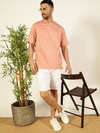 Thomas Scott Men Solid V-Neck Cotton Boxy T-Shirt