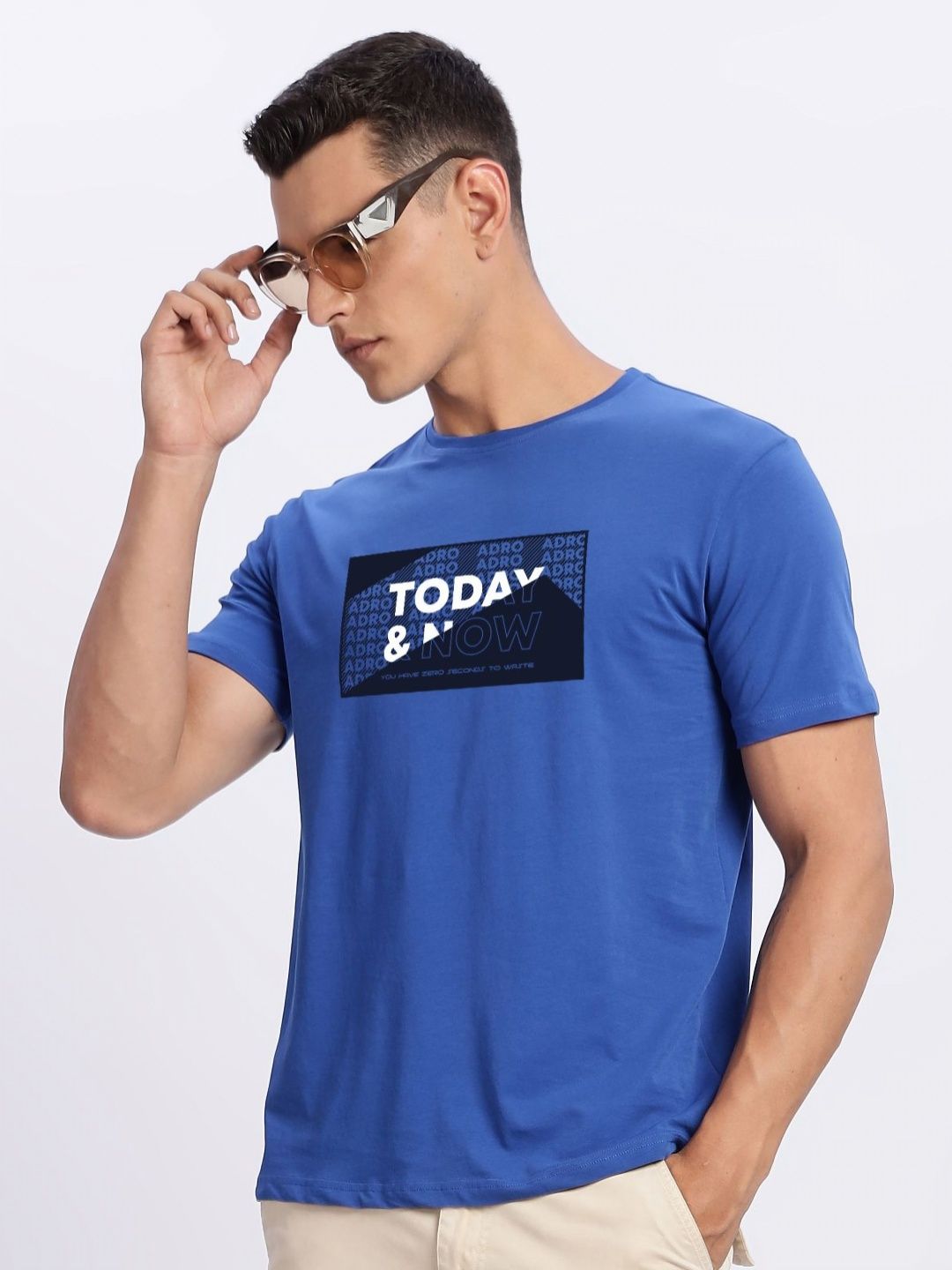 ADRO Men Typography Printed Round Neck Cotton T-shirt