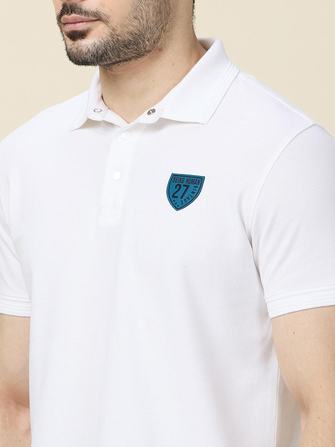 Being Human Men Solid Polo Collar Cotton Slim Fit T-shirt