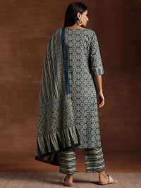 Libas Ethnic Motifs Printed Gotta Patti Pure Cotton Kurta with Trousers & Dupatta