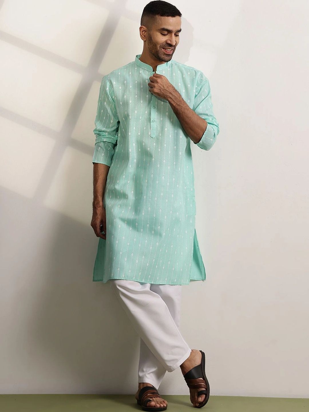 Anouk Men Printed Regular Pure Cotton Kurta with Trousers
