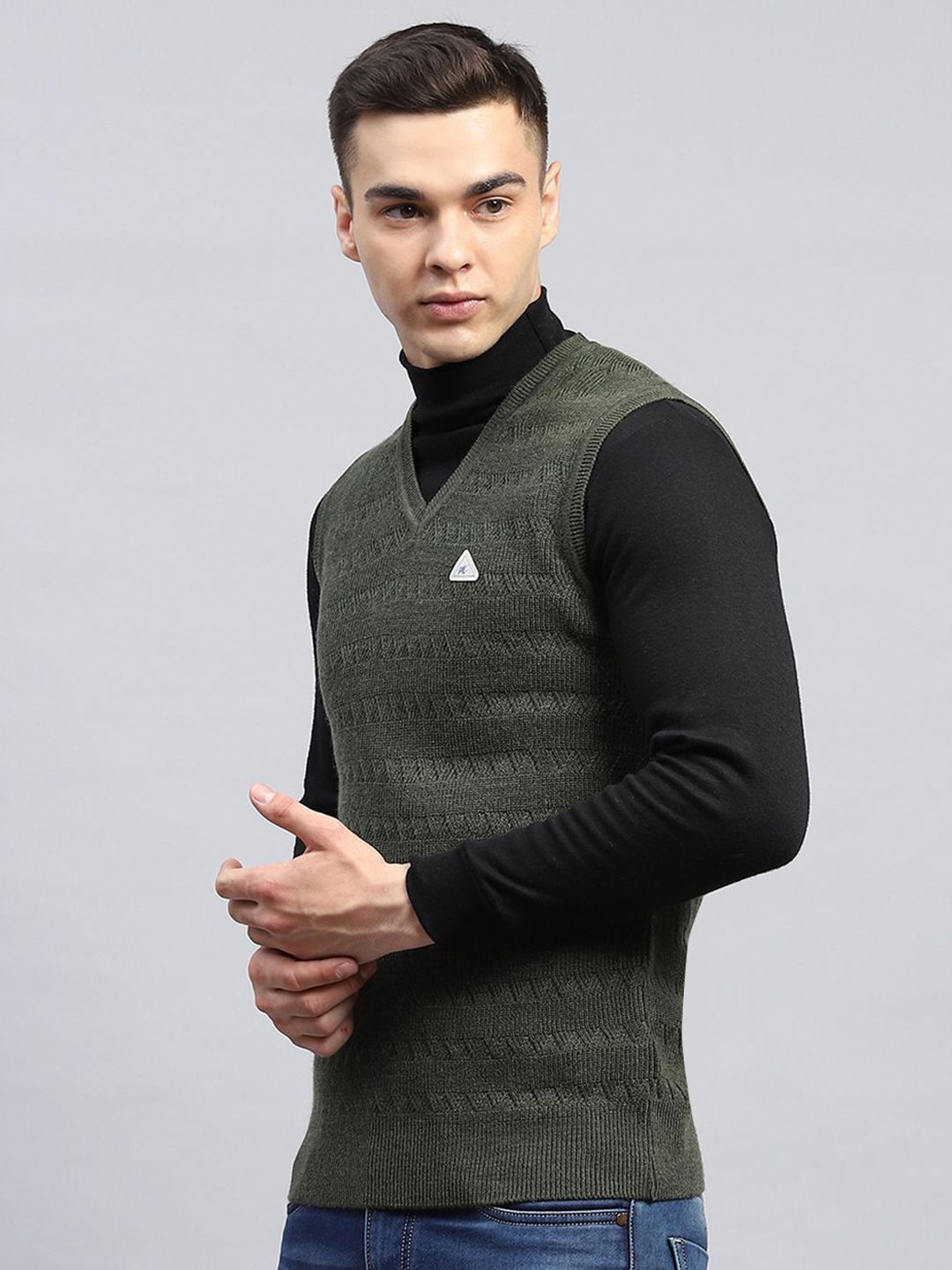 Monte Carlo Men Striped Woollen Sweater Vest