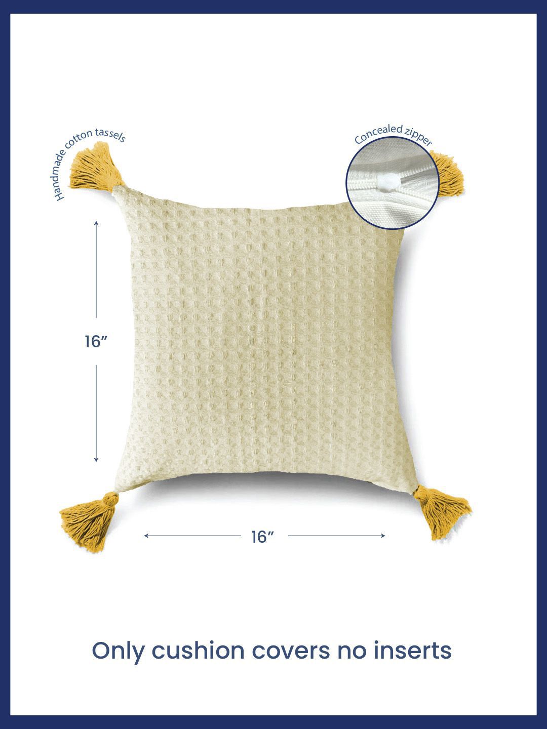 URBAN SPACE Beige 2 Pieces Checked Square Cushion Covers