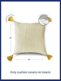 URBAN SPACE Beige 2 Pieces Checked Square Cushion Covers