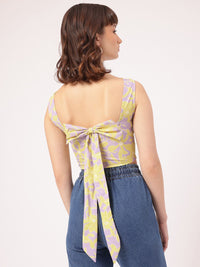 DressBerry Bow Chic Floral Print Crop Top