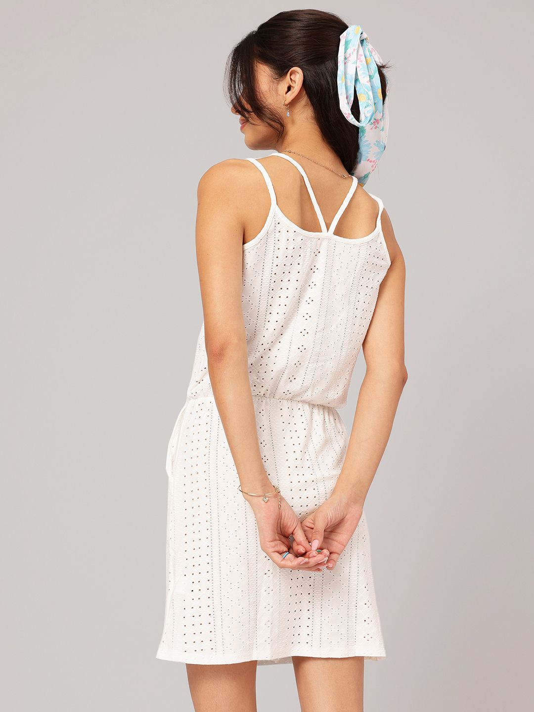 DressBerry Cinched Waist Schiffli A-Line Dress