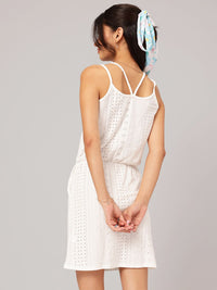DressBerry Cinched Waist Schiffli A-Line Dress